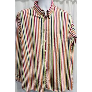 Paul Fredrick Men’s XL Sport Shirt Multicolor Vertical Stripe 100% Cotton L/S